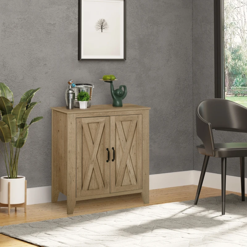 HOMCOM Buffet de Cuisine avec 2 Portes Style Rural Chic Placard avec étagère en Bois Aspect chêne 80I x 40P x 90H cm