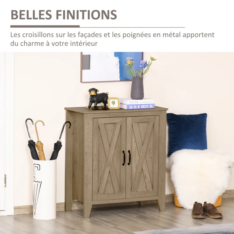 HOMCOM Buffet de Cuisine avec 2 Portes Style Rural Chic Placard avec étagère en Bois Aspect chêne 80I x 40P x 90H cm