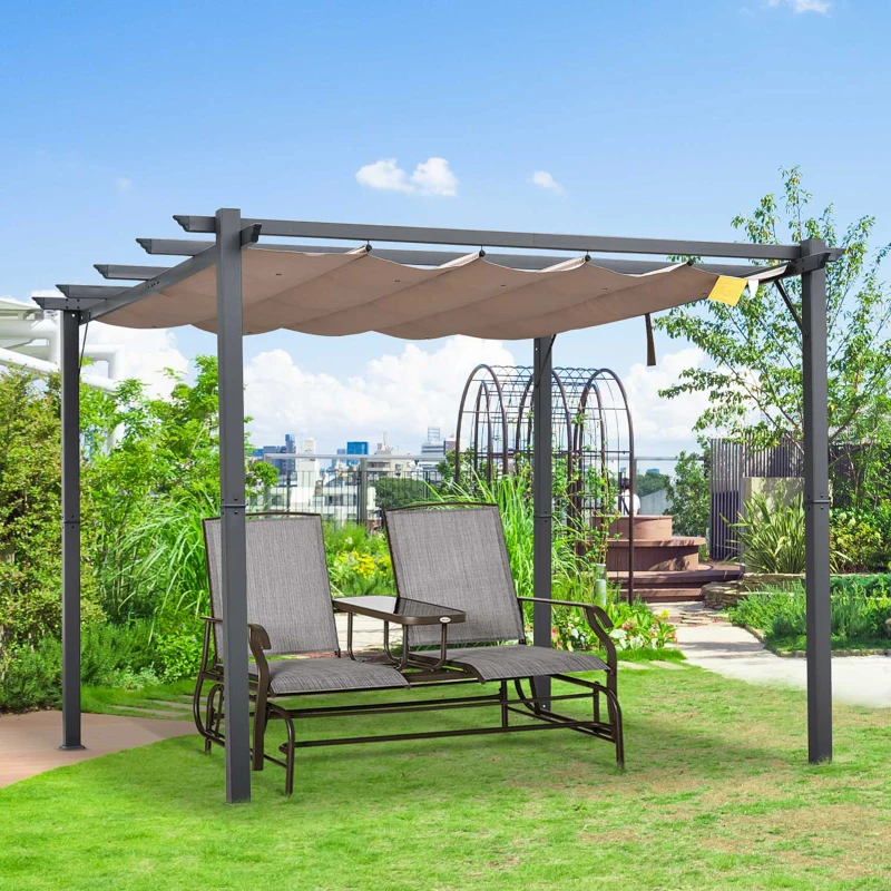 Outsunny Pergola Awning 3x3 m-Brown/Black