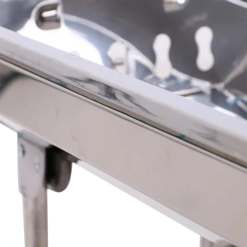 Outsunny Stainless Steel Portable Foldable Charcoal BBQ Barbecue Grill Outdoor Cooker with non-stick grill pan for Camp Party Picnic