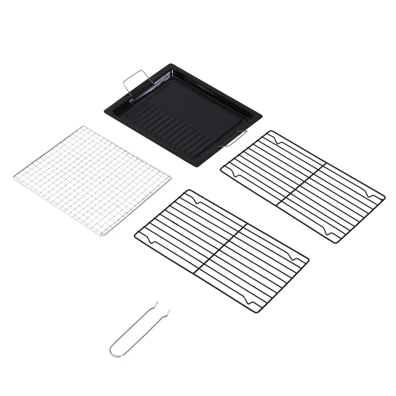 Outsunny Stainless Steel Portable Foldable Charcoal BBQ Barbecue Grill Outdoor Cooker with non-stick grill pan for Camp Party Picnic