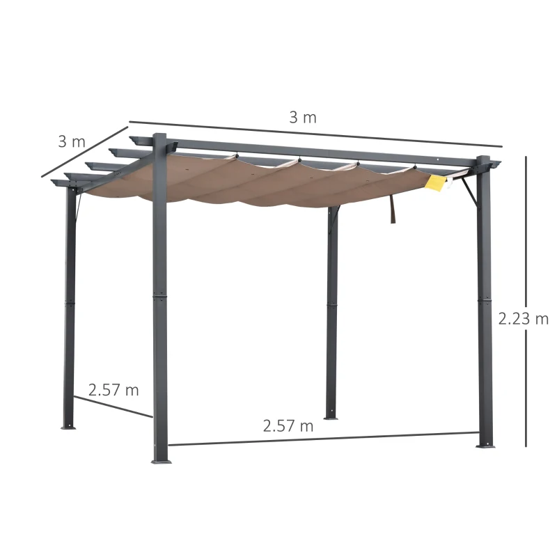 Outsunny Pergola Awning 3x3 m-Brown/Black