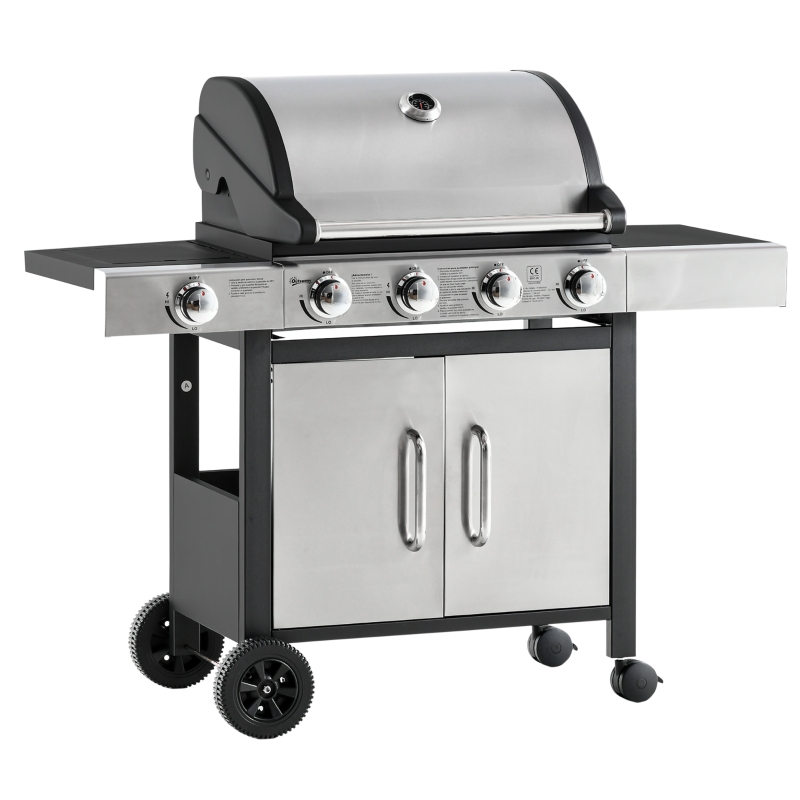 Outsunny Gas Barbecue Grill Deluxe 4+1 Burner Garden BBQ Large Cooking Area Side Burner