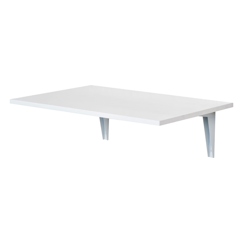 HOMCOM Tavolino a Muro Pieghevole Salvaspazio in MDF e Telaio in Metallo, per Studio Cucina Salotto, Bianco, 60x40x20cm