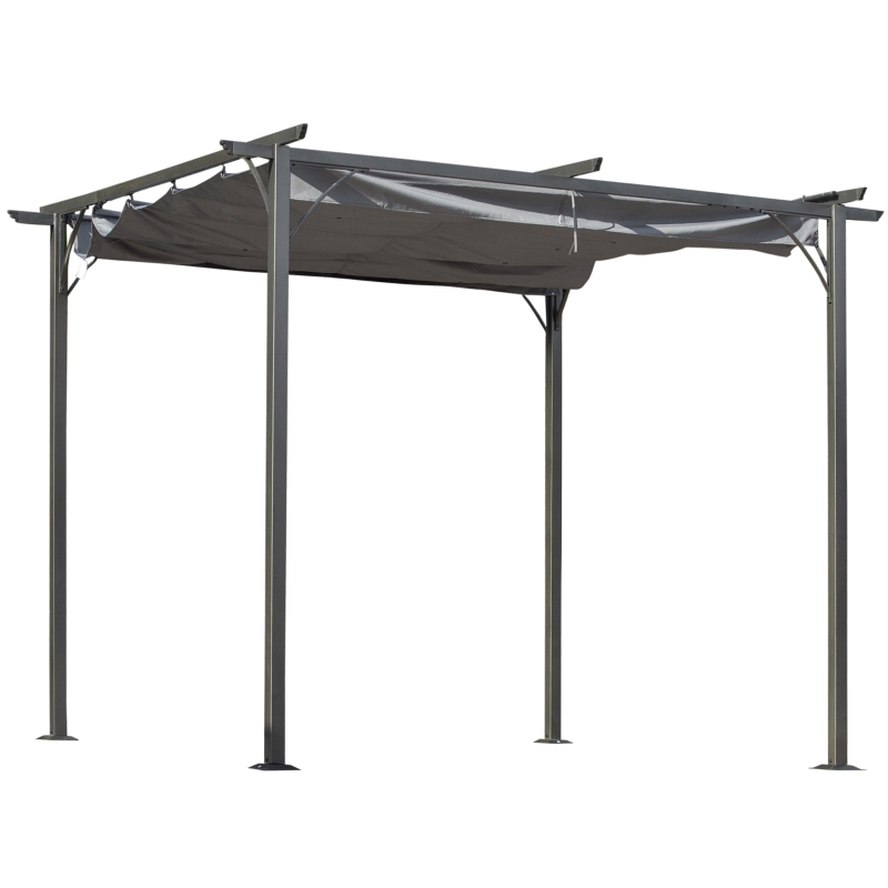Outsunny Outdoor Steel Pergola Gazebo Porch Awning Retractable Canopy Grape Trellis