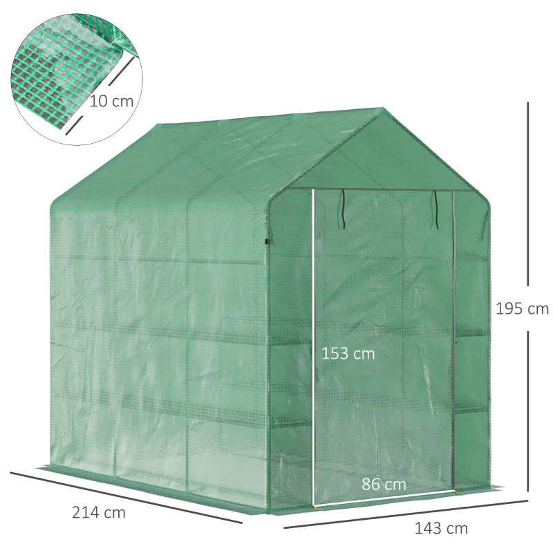 Outsunny szklarnia stal 214 cm x 143 cm x 195 cm