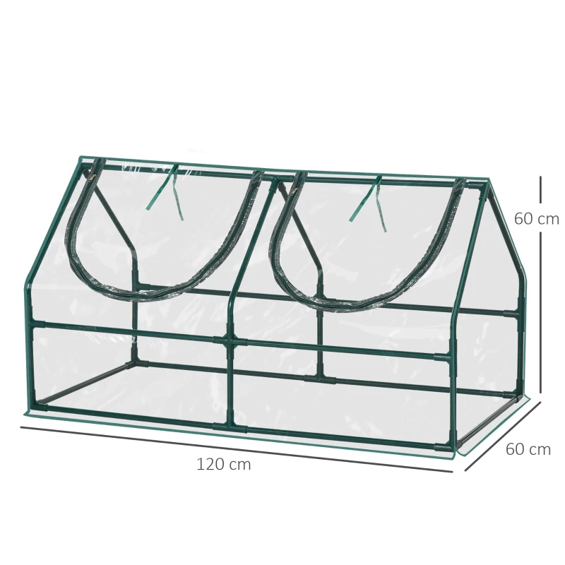 Szklarnia Outsunny z okienkiem PVC szklarnia do pomidorów cieplarnia na pomidory skrzynia inspektowa 120x60x60cm przezroczysta