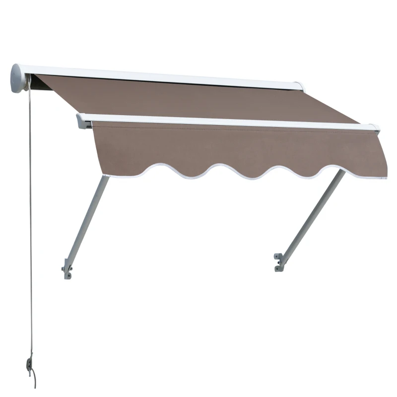 Outsunny Aluminium luifel balkon klemluifel uitklapluifel raam bruin 120 x 70 cm
