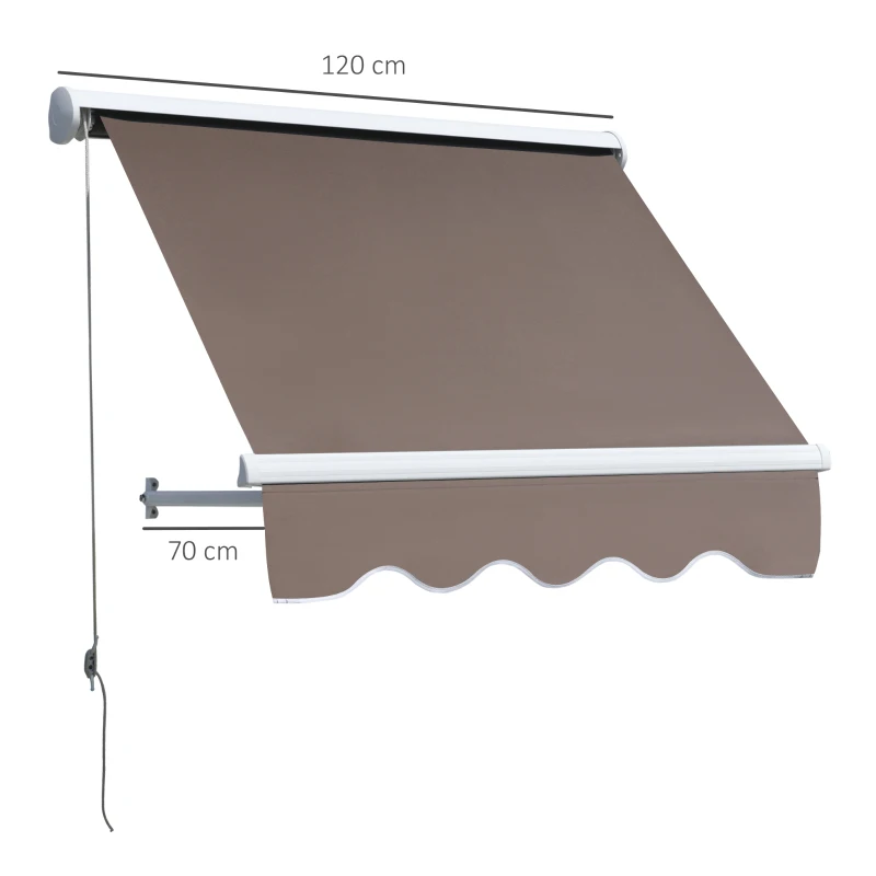 Outsunny Aluminium luifel balkon klemluifel uitklapluifel raam bruin 120 x 70 cm
