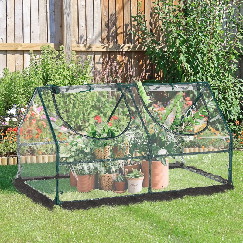 Szklarnia Outsunny z okienkiem PVC szklarnia do pomidorów cieplarnia na pomidory skrzynia inspektowa 120x60x60cm przezroczysta