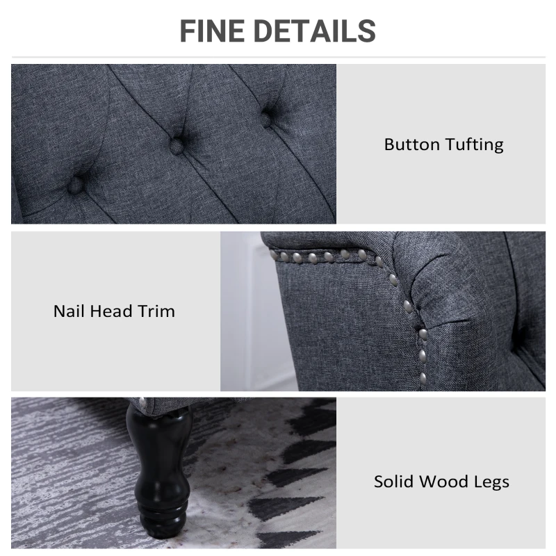 HOMCOM Reclining Wingback Armchair, with Footrest - Dark Grey