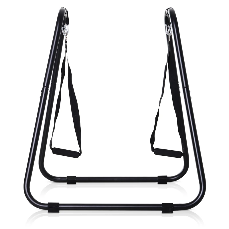 HOMCOM® Dipstation met slingtrainer dipstandaard parallel staven slingtrainer, staal, zwart, 90 x 81 x 92.5 cm