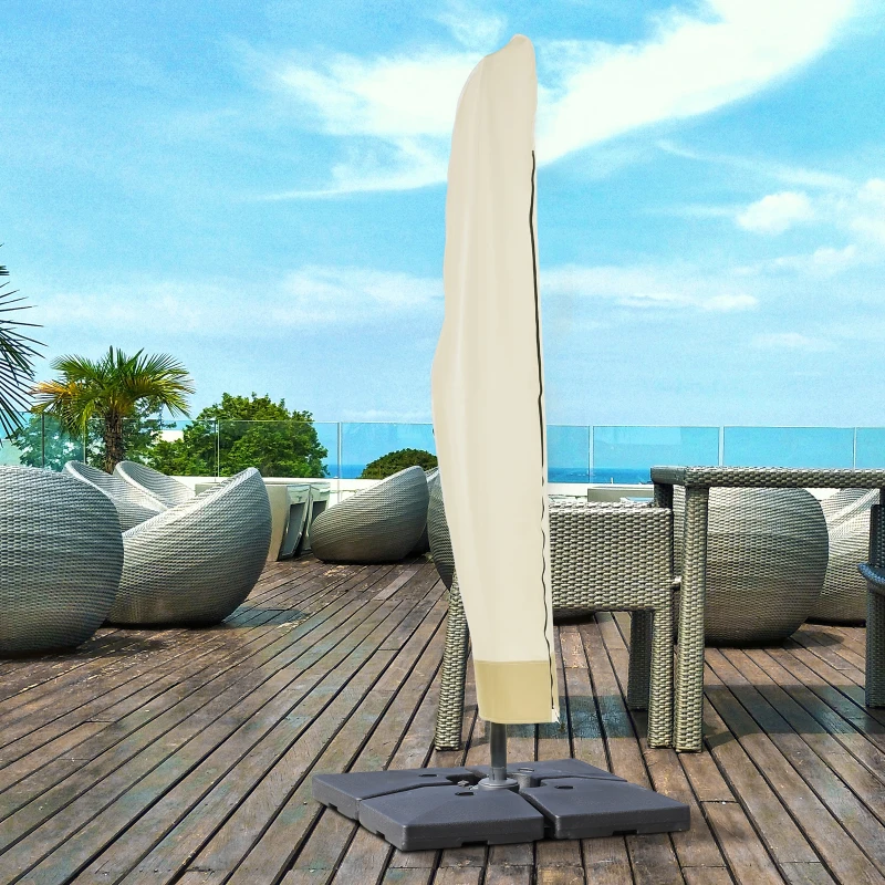 Outsunny Deluxe Large Garden Waterproof Parasol Cover Outdoor Furniture Patio Market Banana Umbrella Cantilever Protector Rain Dust Protective w/Zip (Φ56 x 220H (cm))
