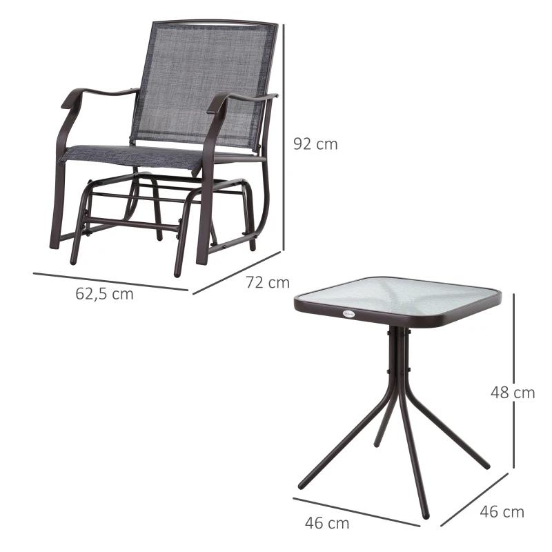 Outsunny set mobilier exterior, 2 scaune si masuta, maro si gri