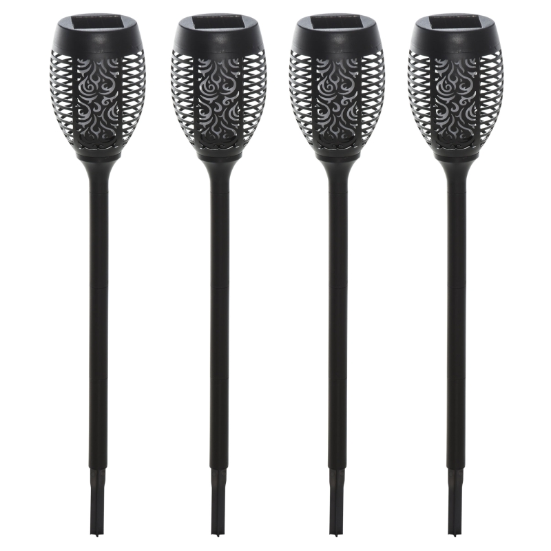 Outsunny Solarleuchte, Gartenlicht, 4er-Set Lampe, 6–8 h, IP44 Wasserfest, Kunststoff, Schwarz, Ø12 x H78 cm