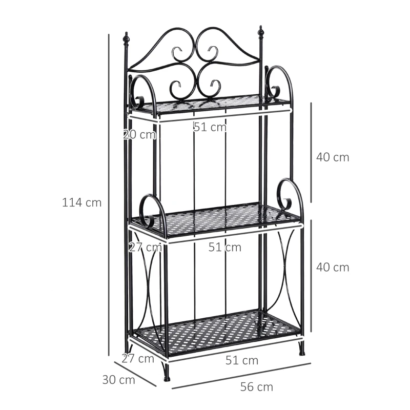 Outsunny 3-Tier Metal Folding Plant Stand Display Rack Bookshelf Unit Indoor Outdoor