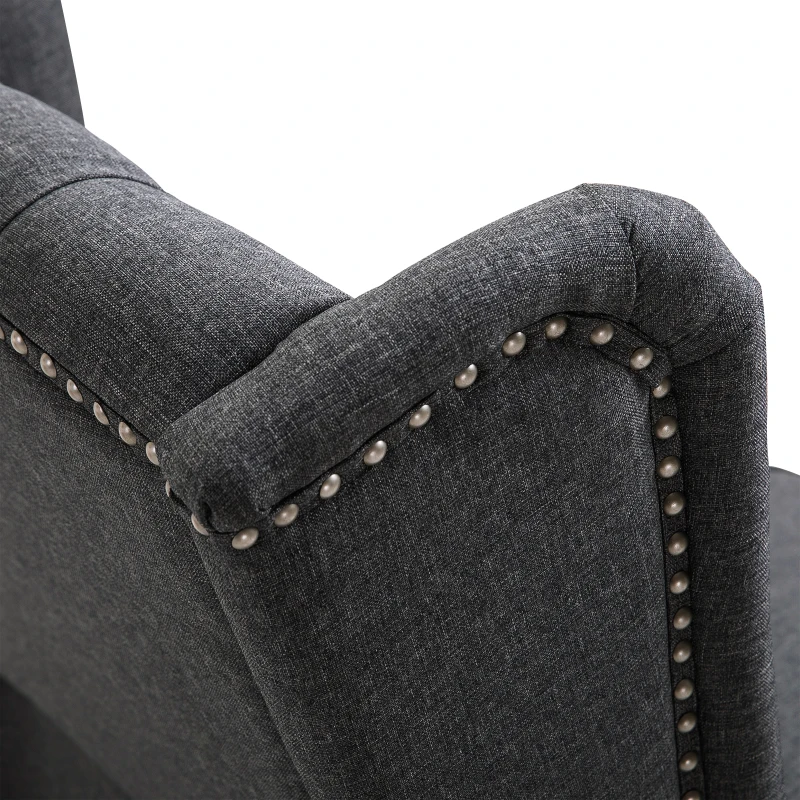 HOMCOM Reclining Wingback Armchair, with Footrest - Dark Grey