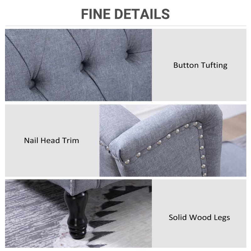 HOMCOM Reclining Wingback Armchair, with Footrest - Grey