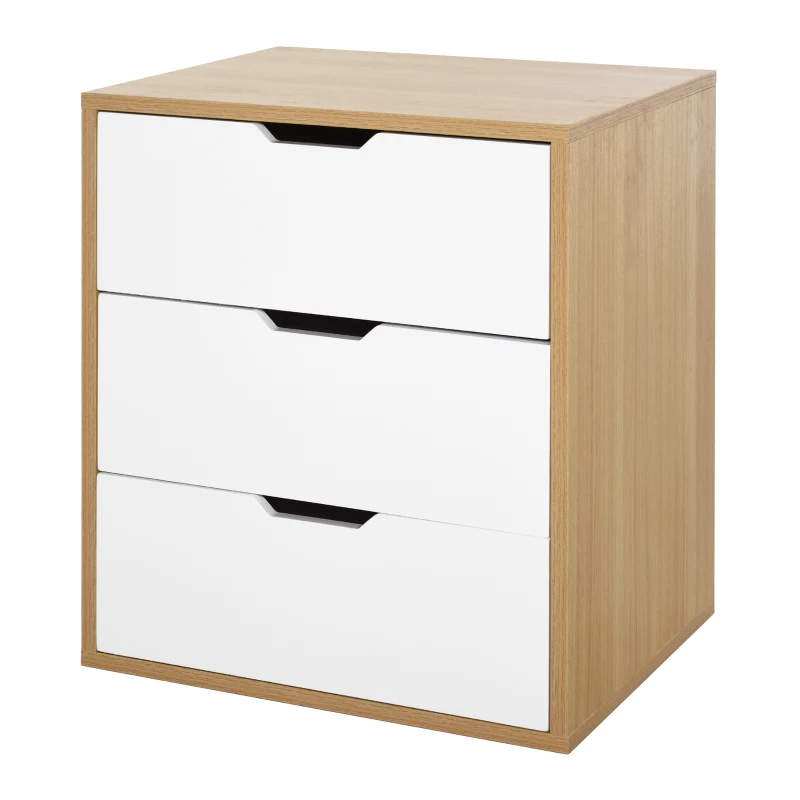 HOMCOM Modern File Cabinet Chest of Drawers Side Table with 3 Drawers for Home Office, Bedroom and Living room
