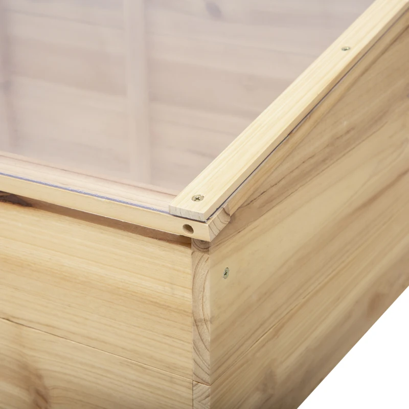 Outsunny 100 x 50 x 35/26cm Square Wooden Outdoor Greenhouse for Plants with Openable Cover , Nature Wood Color