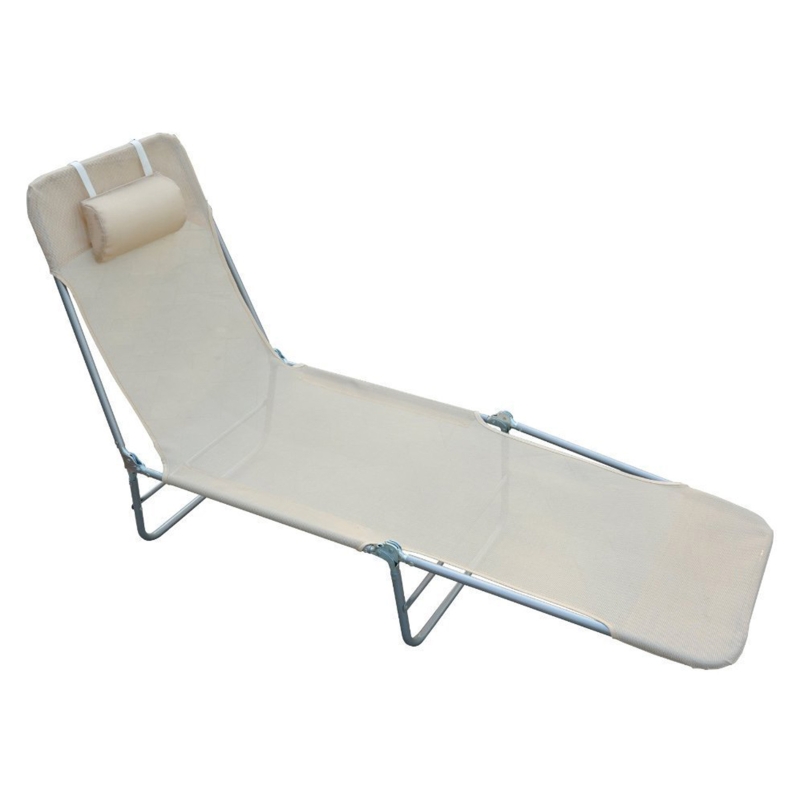 Outsunny Adjustable Back Relaxer Sun Bed Garden Lounger Recliner Chair Furniture - Beige