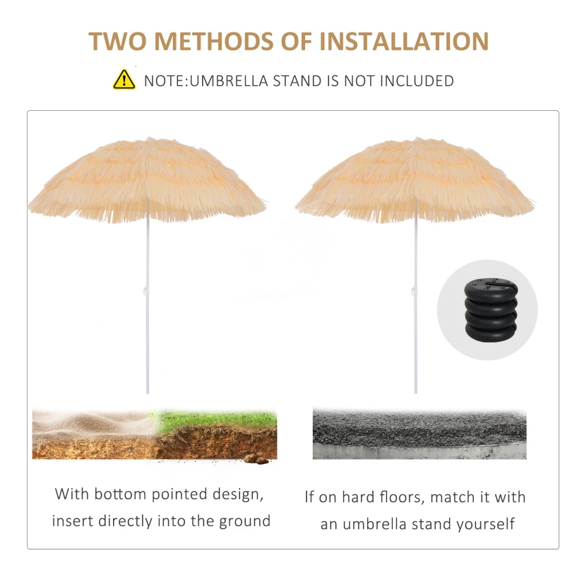 Outsunny 1.6m Patio Garden Hawaii Beach Sun Umbrella Sunshade Hawaiian Folding Tilting Crank Parasol (Yellow)