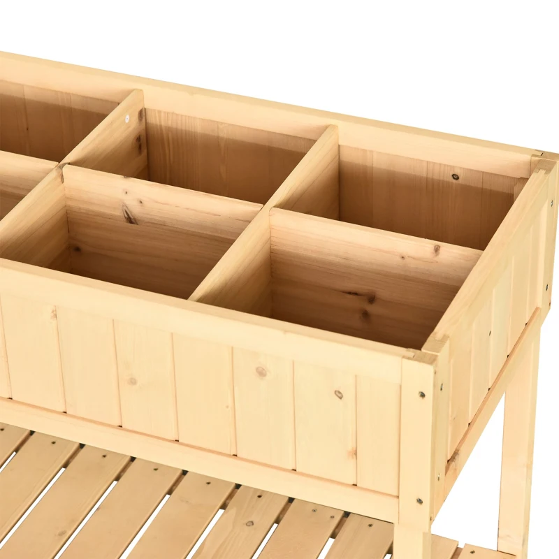 Outsunny Wooden Herb Planter Raised Bed Container Garden Plant Stand Bed 8 Boxes 120 L x 60W x 81Hcm