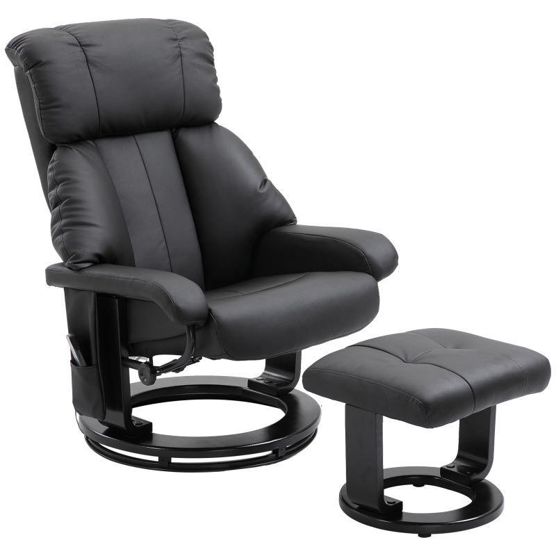 HOMCOM Massagesessel mit Hocker Schwarz 76 cm x 80 cm x 102 cm
