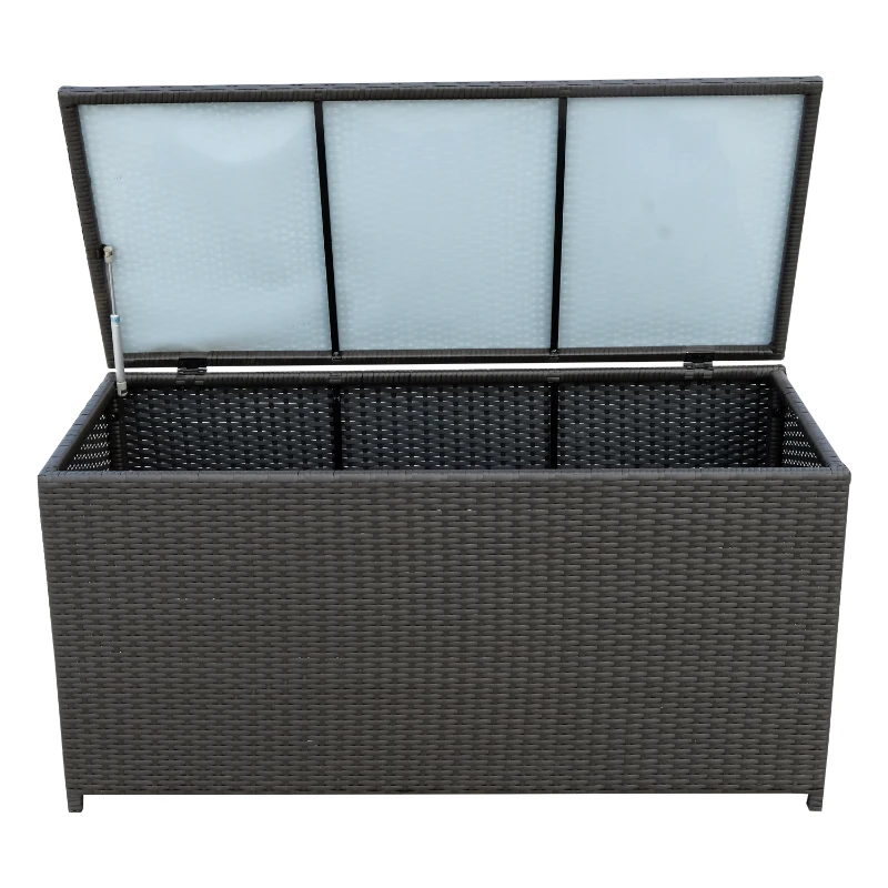 Outsunny Rattan Storage Box Outdoor Indoor Wicker Cabinet Chest Garden Furniture 118 x 54 x 59cm - Dark Brown
