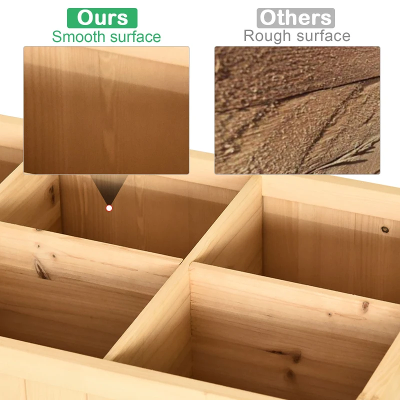 Outsunny Wooden Herb Planter Raised Bed Container Garden Plant Stand Bed 8 Boxes 120 L x 60W x 81Hcm