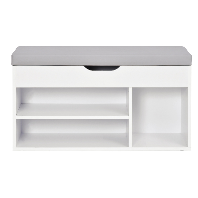 HOMCOM Sapateira com Assento Acolchoado Carga máxima de 120kg MDF 80x30x43cm Branco