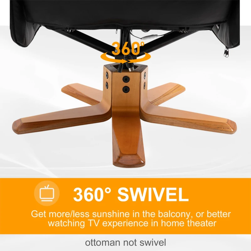 HOMCOM 10-Point Massage Sofa Armchair Chair PU Leather W/ Footrest Stool Heat Recliner Black