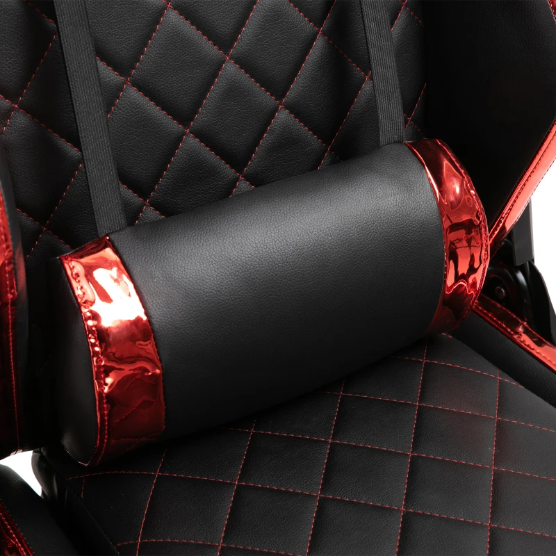 Vinsetto Holographic Stripe Gaming Chair Ergonomic Design PU Leather High Back 360° Swivel w/ 5 Wheels 2 Pillows Back Support Racing Chair Black&Red