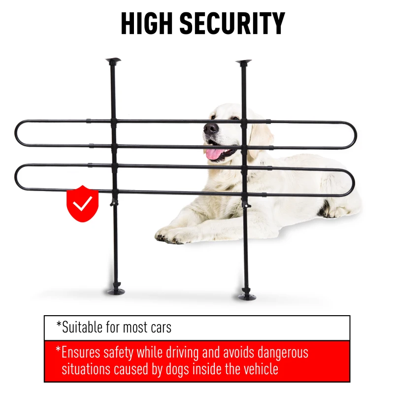 PawHut Grila de Protectie Reglabila pentru Animale Domestice pentru Masina, Negru