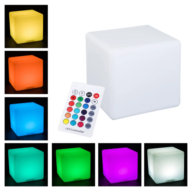 HOMCOM 30cm Cube LED Light 16 RGB Color Changing & 4 Lighting Effects IP54 Certificated Waterproof w/ Remote Control Versatile Use For Indoor Outdoor