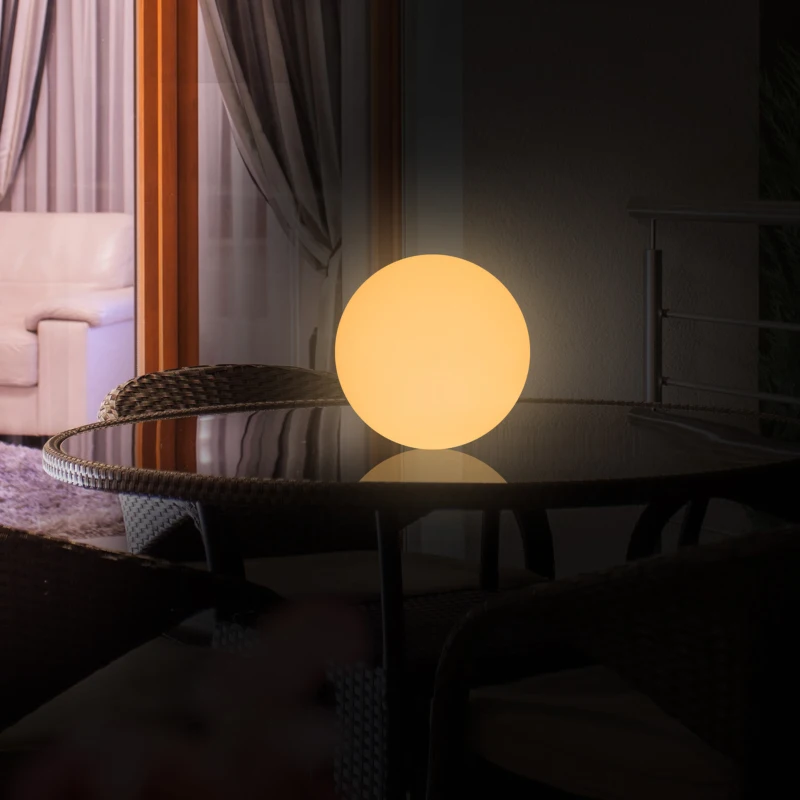 HOMCOM 16 RGB LED Ball Light, Colour Changing Mood Lamp (Globe Shape) with Rechargeable Battery, Remote Control - φ35 cm