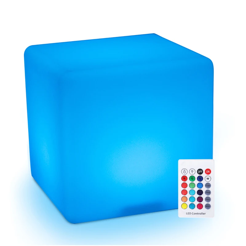 HOMCOM 30cm Cube LED Light 16 RGB Color Changing & 4 Lighting Effects IP54 Certificated Waterproof w/ Remote Control Versatile Use For Indoor Outdoor