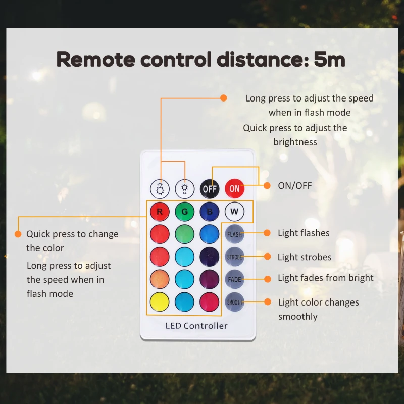 HOMCOM 30cm Cube LED Light 16 RGB Color Changing & 4 Lighting Effects IP54 Certificated Waterproof w/ Remote Control Versatile Use For Indoor Outdoor