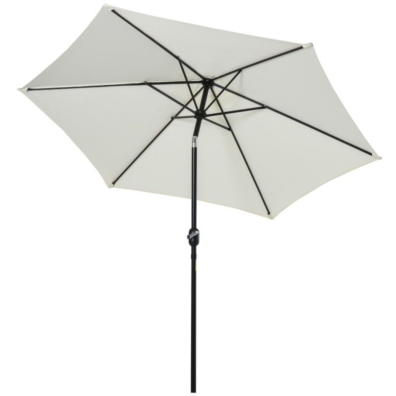 Outsunny Ombrellone da Giardino Inclinabile Spiaggia Alluminio e Poliestere Bianco Φ2.7×2.35m
