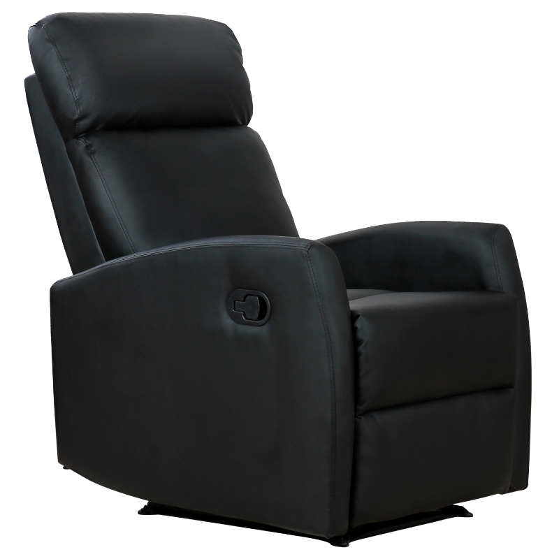 Homcom Poltrona Relax Reclinabile Ergonomica in Ecopelle, 65x92x100cm, Nero