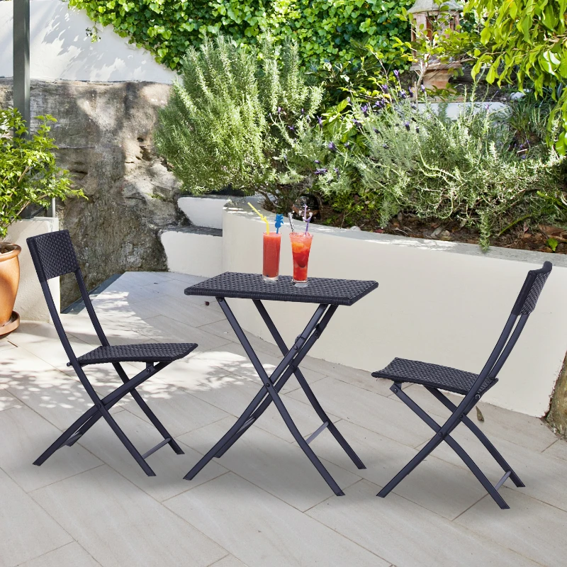 Outsunny 2-Seater Rattan Furniture Set-Black