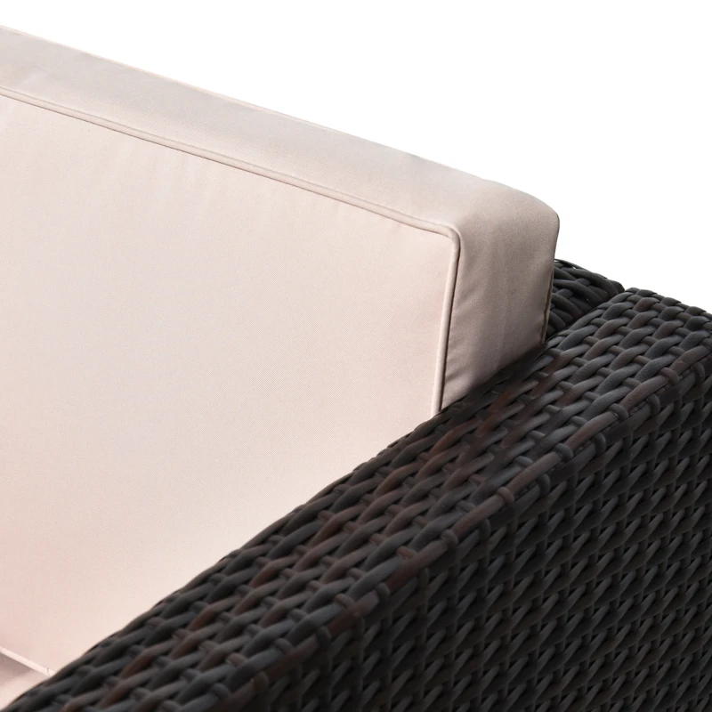 Outsunny 2-Seater Rattan Sofa  Furniture Set W/Cushions, Steel Frame-Brown