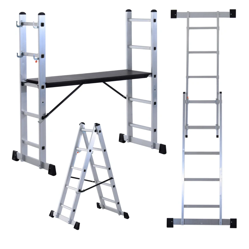 HOMCOM Aluminium Scaffolding Ladder Multi Combination Multi-purpose Step Scaffold Platform