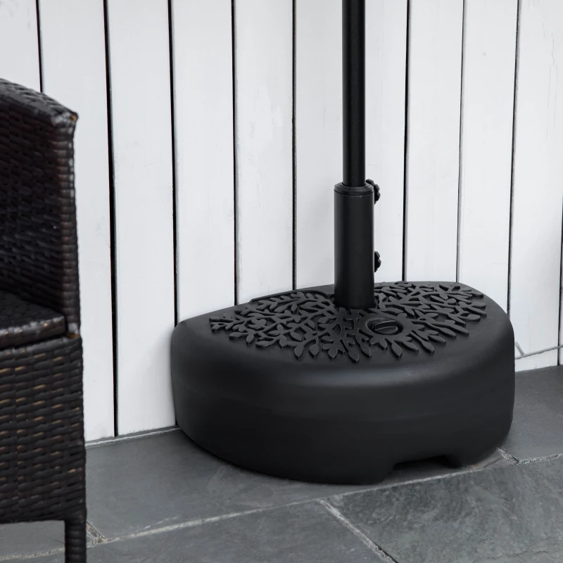Outsunny Pied de demi-parasol demi-pied socle de parasol base de lestage sable et eau pour parasols Ø 38 et 48 mm acier et HDPE noir