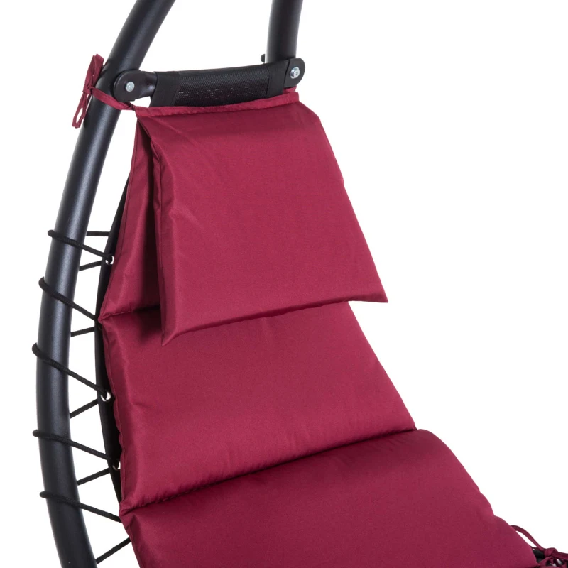 Outsunny Bain de Soleil Design Contemporain - Pare-Soleil et Matelas - Acier Polyester - dim. 1,7L x 1,18l x 1,77H m - Bordeaux Noir