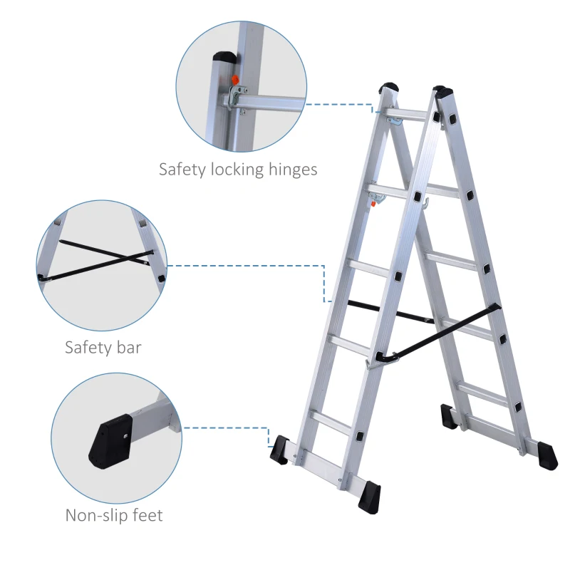 HOMCOM Aluminium Scaffolding Ladder Multi Combination Multi-purpose Step Scaffold Platform