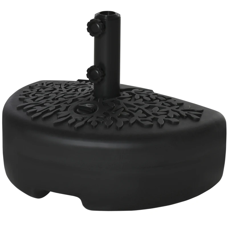 Outsunny Pied de demi-parasol demi-pied socle de parasol base de lestage sable et eau pour parasols Ø 38 et 48 mm acier et HDPE noir