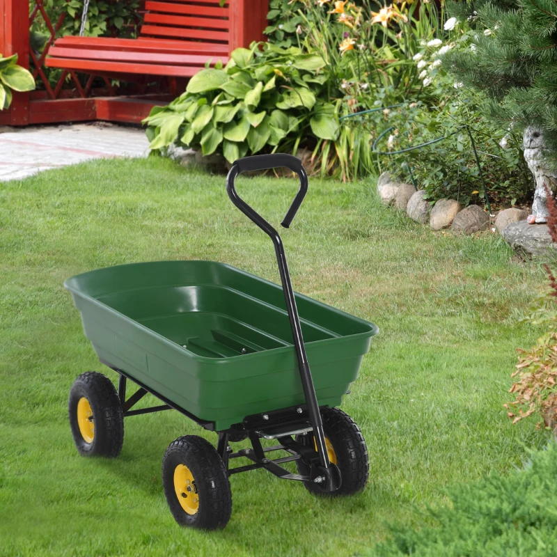 HOMCOM Chariot de Jardin a Main Garden cart Truck cuve basculante Max. 200 Kg