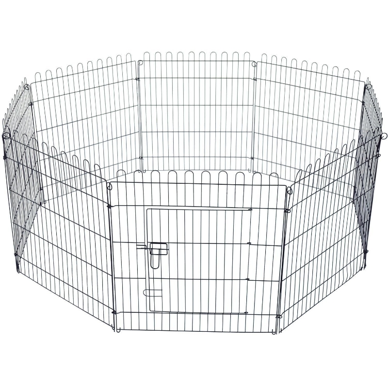 PawHut Parque Perros Jaula Plegable Mascotas Cerca Entrenamiento Cachorros 8 Vallas (71x76cm)