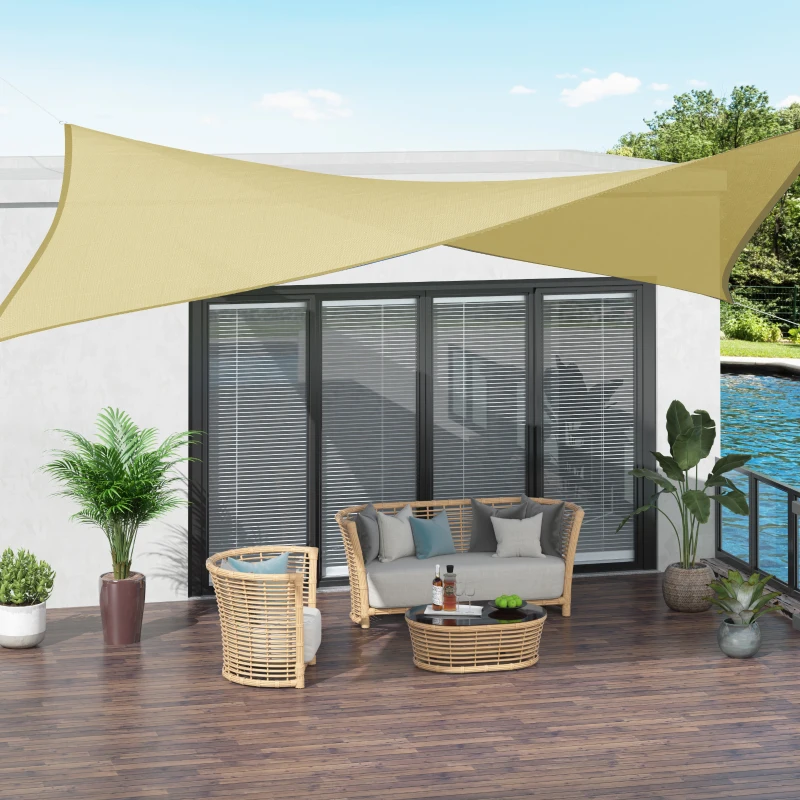 Outsunny Sonnensegel Sonnendach Sonnenschutz Rechtecke HDPE Beige 3 x 4 m